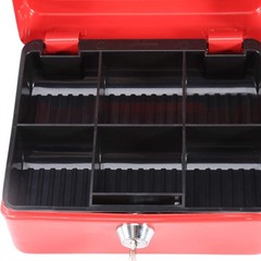 Mini Portable Steel Cash Box with Key Lock Security Money Safe with 2 Keys Red