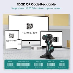 Bluetooth Barcode Scanner: Industrial 2D 1D with Stand USB Wired