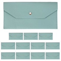 12Pcs PU Leather Envelope Wallet Money for Women Men,Light Blue