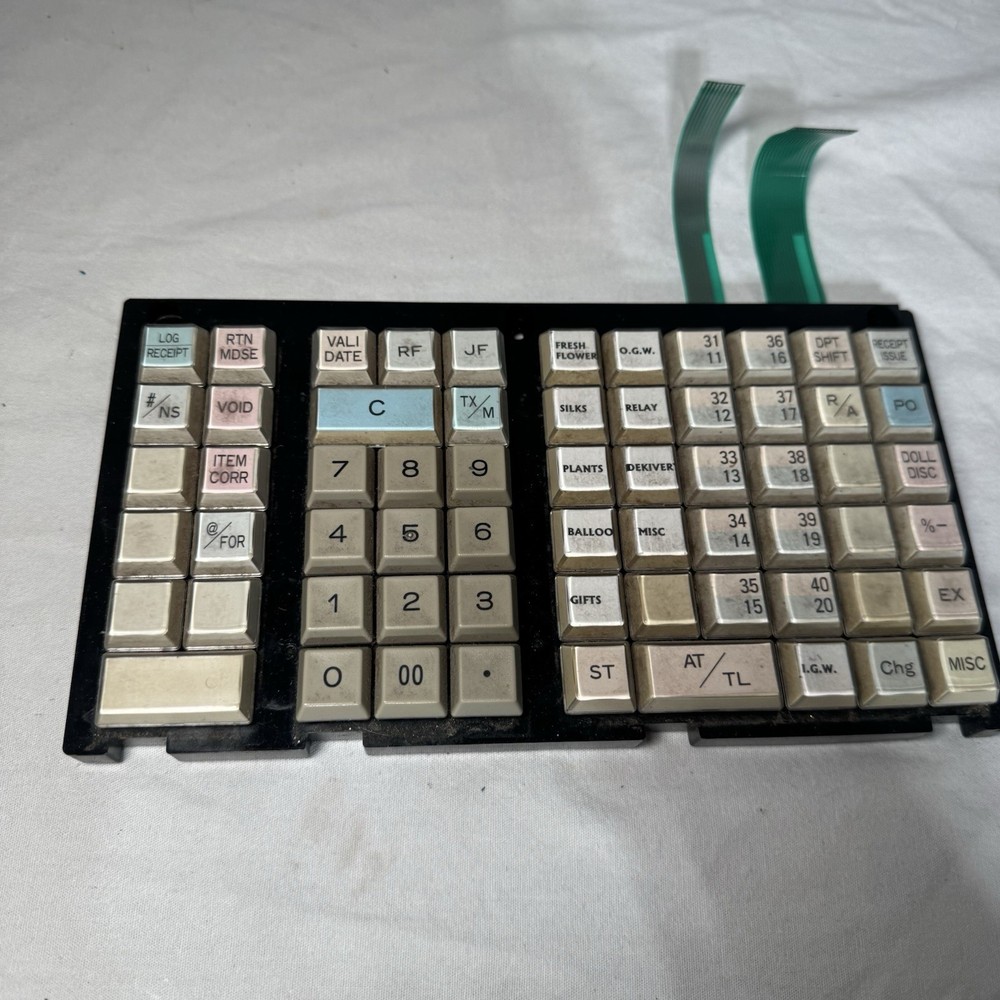 TEC MA 516 Cash Register Keypad Keyboard Assembly OEM W/ Ribbon Cables UNTESTED