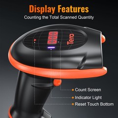 Tera Barcode Scanner Wireless with Cradle: 1D 2D QR Counting Screen, HW0008