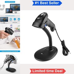 Handheld USB 1D Barcode Scanner CCD Wired POS Bar Code Reader with Stand