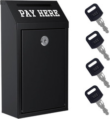 Locking Cash Box with Slot, Metal Money Donation Box with Lock and 4 Keys Wall M