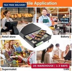 16.4&Prime; Cash Drawer with Media Slot, POS Cash Register with 5 Bill 8 Coin Slots, R