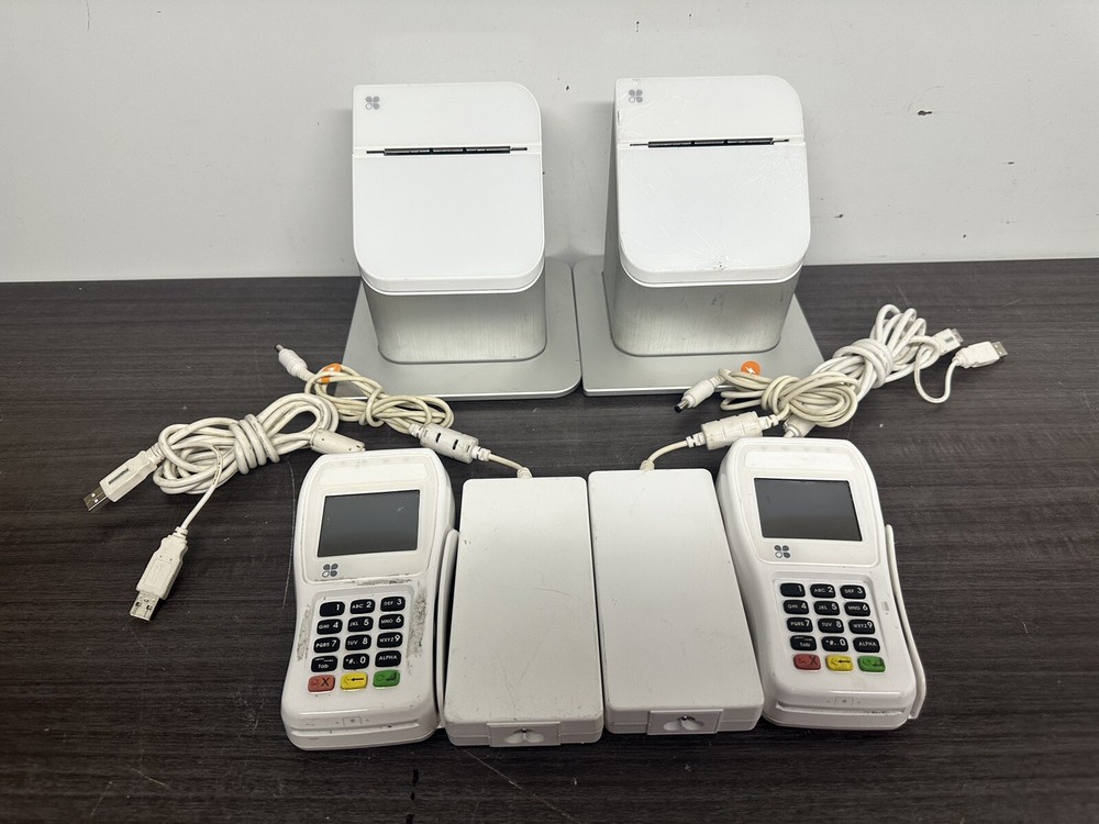 Lot of 2 Clover Station 1.0 High-Speed Receipt Printer P100 W/ 2 Keypads – G78
