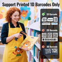 Barcode Scanner Wireless 1D Laser Cordless Reader Battery Level Indicator
