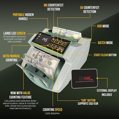 Advanced Bill Counting Machine with Multi-Language Detection & 1-