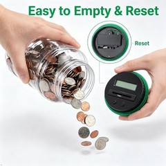 Accurate Digital Coin Counting Jar for Home & Office, 1.8L Clear ABS Coin Ban…