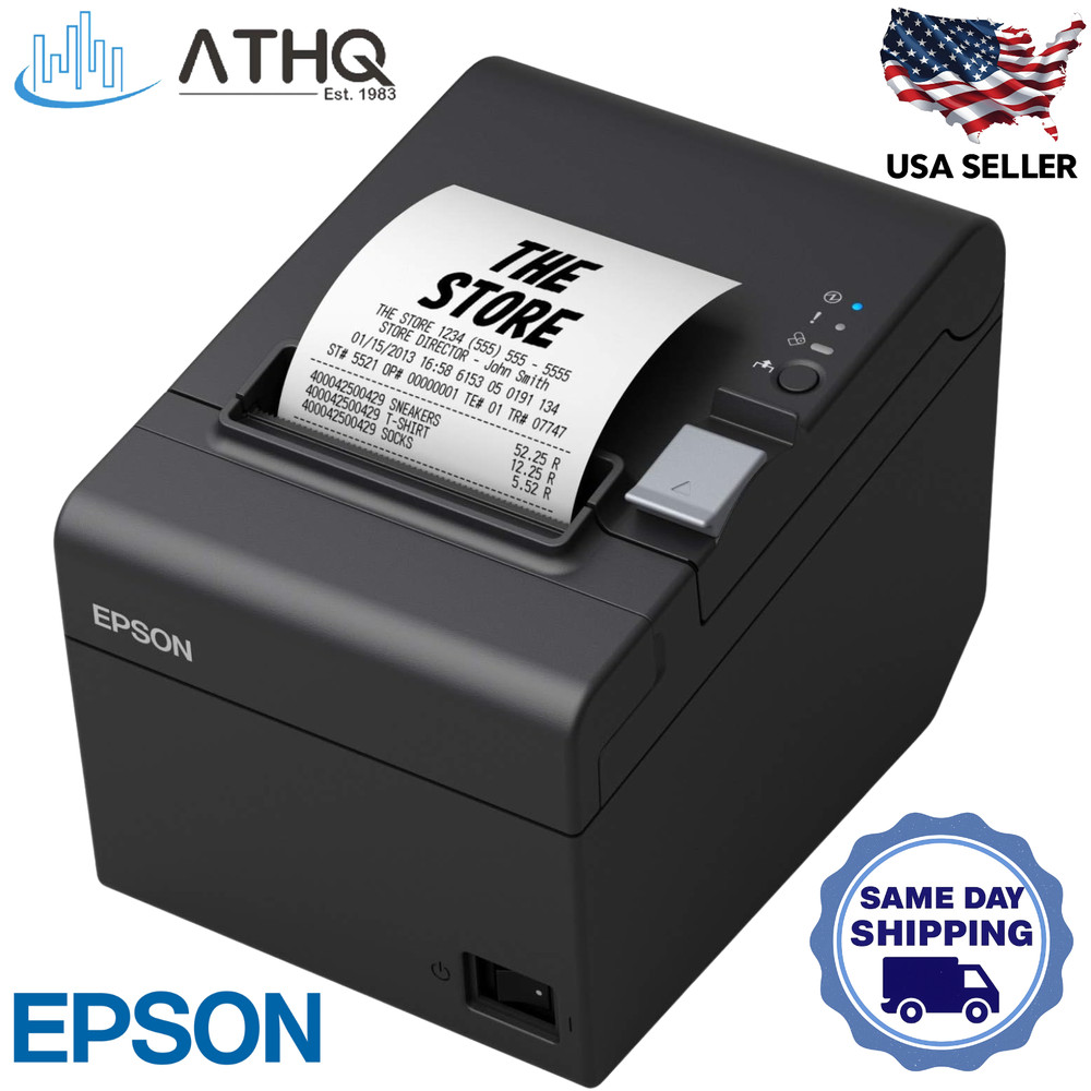 Epson TM-T20III Monochrome Thermal POS Receipt USB Printer with US Power Cord