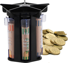 Coin Counter Sorter Tube with Coin Wrappers, 5-In-1 Change Sorter Counter Machin