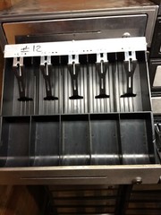 Cash Drawer opens with a key comes with 5 Bill 5 Coin cash till has media slots