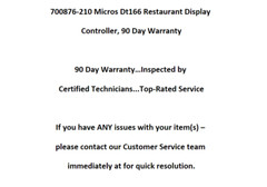 700876-210 Micros Dt166 Restaurant Display Controller, 90 Day Warranty