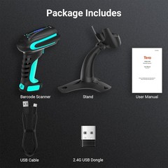 Tera Barcode Scanner Wireless Pro 8100 2D QR w/ Stand 2500mAh Industrial Grade