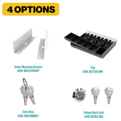13&Prime; Heavy Duty Compact White Manual Push-Open Cash Drawer with 4Bill/5Coin Till