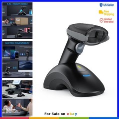 Bluetooth Barcode Scanner 1D 2D QR USB Charging Cradle Battery Included