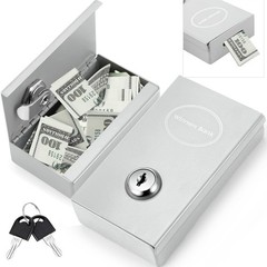 1 Pack Metal Box for Gamblers Pocket Sized Winner Bank Casino Cash Box with 2 Ke