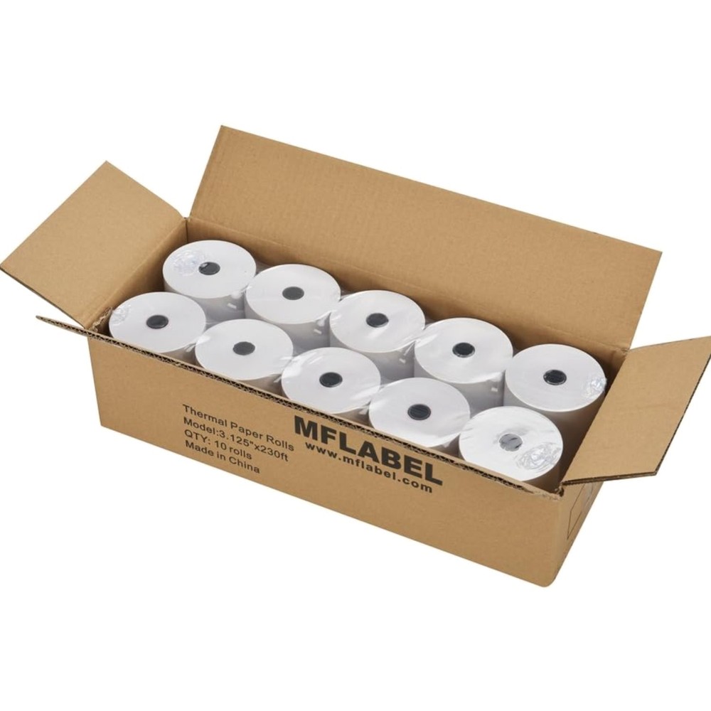 3-1/8&Prime; Thermal Paper Rolls – 10 Rolls x 230ft, Compatible with Star Micronics…