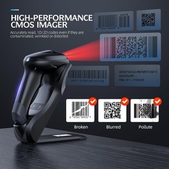 2D Bluetooth Barcode Scanner with USB Dongle, QR Reader