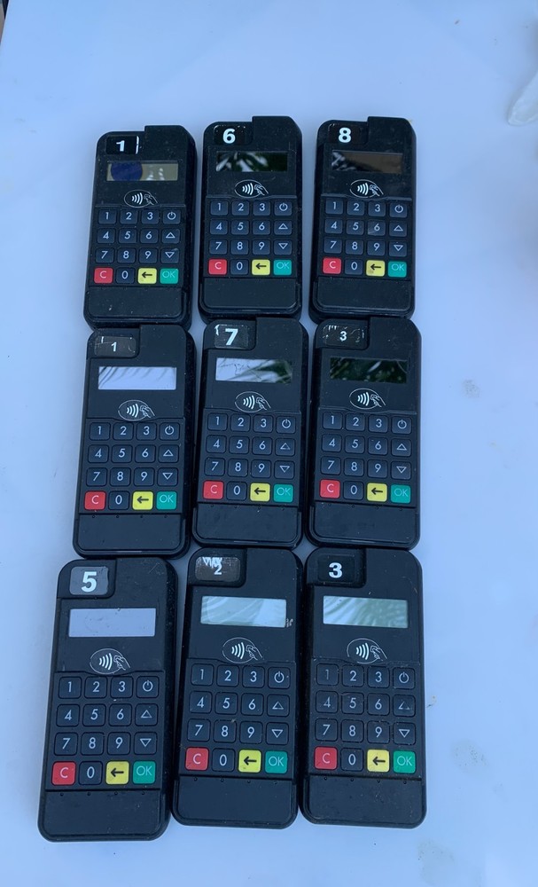 Lot of 9 Infinite Peripherals mPos Card Reader Barcode Scanner For Parts / Scrap