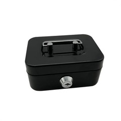 Small Cash Box with Money Tray and Lock, Metal Cash Lock Box with Key