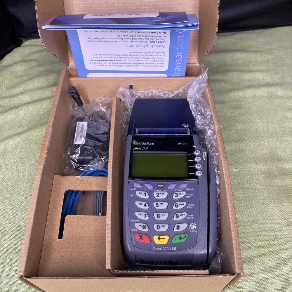VeriFone Omni 3730 LE VX510 Credit Card Terminal Receipt Printer w PSU Cables
