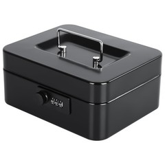 KYODOLED Cash Box with Combination Lock Safe Metal Money Medium, Black