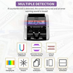 Money Counter Machine with Value Count, Dollar/Euro Add & Batch Mode LCD Display