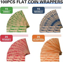 Assorted Coin Wrappers For Nickel Dime Penny Quarter Sorter Money Change Roller*