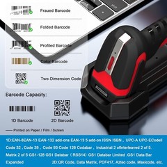 2D QR Industrial Barcode Scanner for Laptop Tablet Wless BT Chrgng Stand Ru