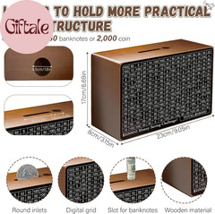 Wooden Money Saving Box, Cash Vault Savings Box for $10000 $5000 $3000 $1000 $80