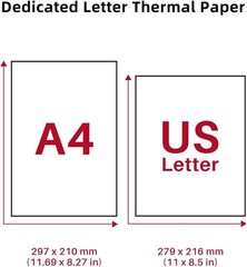 Thermal Printer Paper 8.5×11 Inches, 100 Sheets for Inkless Portable Printing