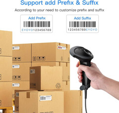 EYH2 Handheld USB 2D Barcode Scanner, Wired Automatic QR Code Scanner PDF417 Dat