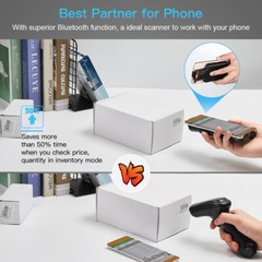 2D Phone Back Clip Cover Barcode Scanner Wireless 1D QR Code Screen Scan Reader