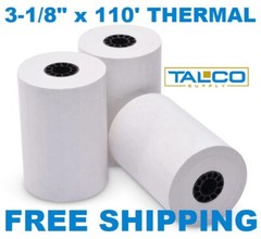 (20) FD-100 3-1/8&Prime; x 110&prime; THERMAL RECEIPT PAPER ROLLS ~FAST FREE SHIPPING~