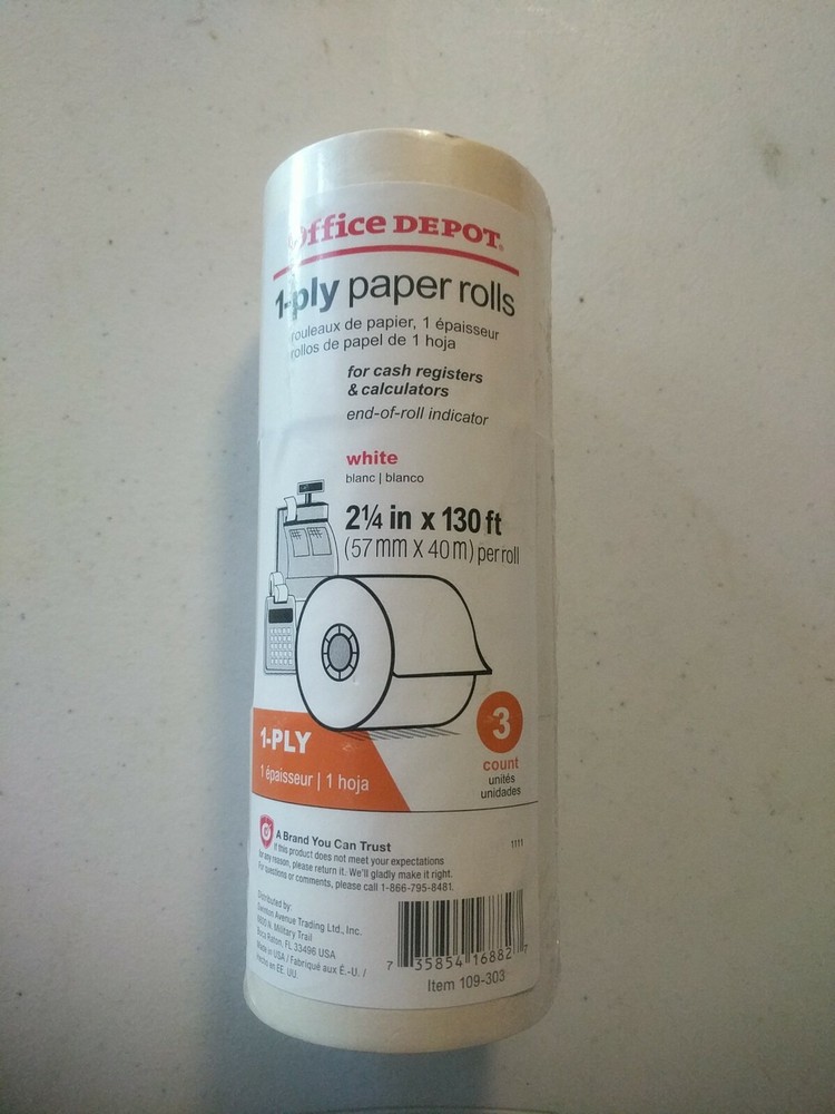 White One Ply Paper Rolls Pack of 3 Office Depot