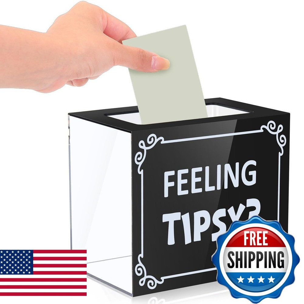 DoubleFill Acrylic Tip Collection Jar Box 6 x 5 x 4 Inch for Bars Restaurants