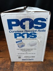 POS1 Coreless Thermal Receipt Rolls 3-1/8 x 75 ft x 96 Rolls