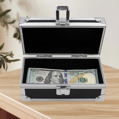 Lockable Cash Box, Aluminium Alloy Money Box for Cash, Money Holder, Cash Organi