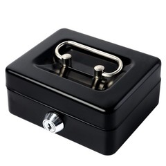 Small Cash Box with Lock and Slot – Jssmst Metal Coin Bank X-Small, Black