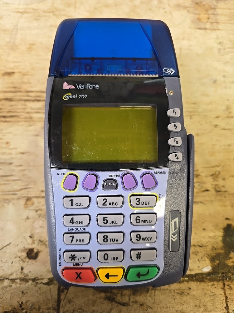 Verifone Omni 3750 Gray & Blue Wired Digital Pos Untested Read Parts Only! T2
