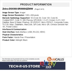 Zebra DS9308-SR00004ZZWW Compact Hands-Free Presentation 2D Imager Scanner