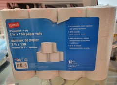 (NEW) STAPLES 2 1/4 x 130 Calculator, Cash Registers, 12 Paper Rolls #18237