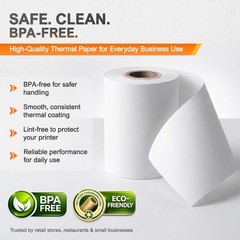 Square Terminal Paper Rolls 2 1/4&Prime; x 55&prime; – BPA Free Thermal Receipt Paper for…