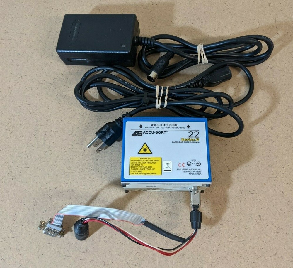ACCU-SORT 22 SERIES II LASER BAR-CODE SCANNER w/ POWER SUPPLY *Gently Used*