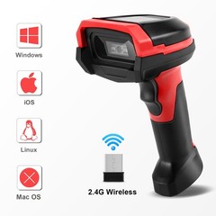 JRHC Barcode Scanner Wireless, 1D CCD Automatic Bar Code Red, Red