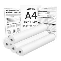 A4 Thermal Paper QuickDry 8.27×11.69 Inch Fits A285M A282M M835 4 Rolls