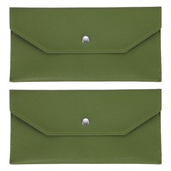 2Pcs PU Leather Envelope Wallet Money for Women Men Leaf Green