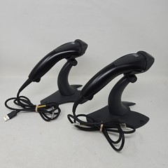 (2) Honeywell 1400G USB Voyager Barcode Scanner Linear 1400G2D-2USB-1 w/ Stand