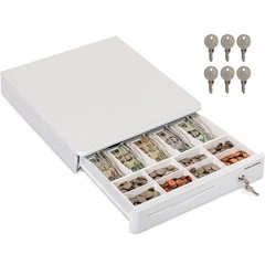 Volcora Cash Register Drawer for Point of 16&Prime; Round – 5 Bill 8 Coin, White