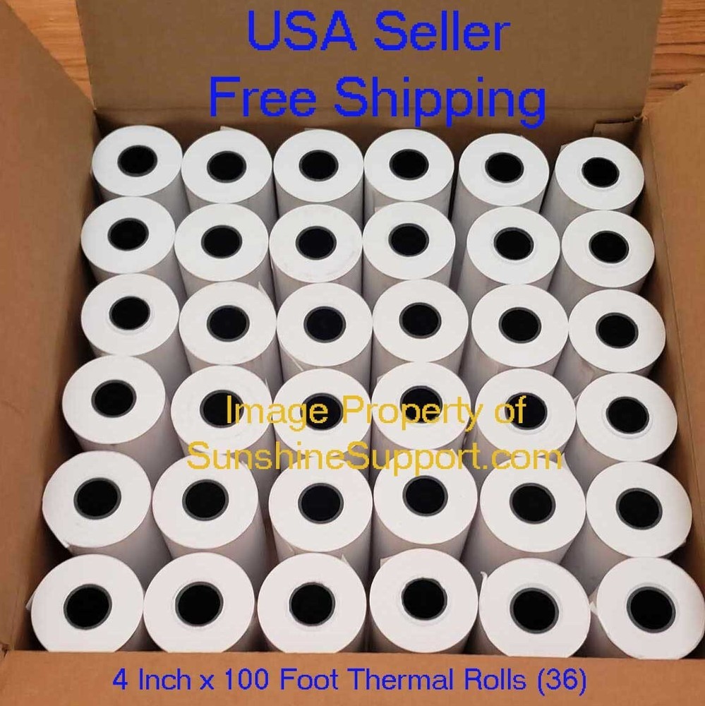 4&Prime; x 100&prime; Thermal Paper 36 Rolls Zebra RW420/QL420 – 3/4&Prime; Core – Free Shipping